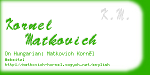 kornel matkovich business card